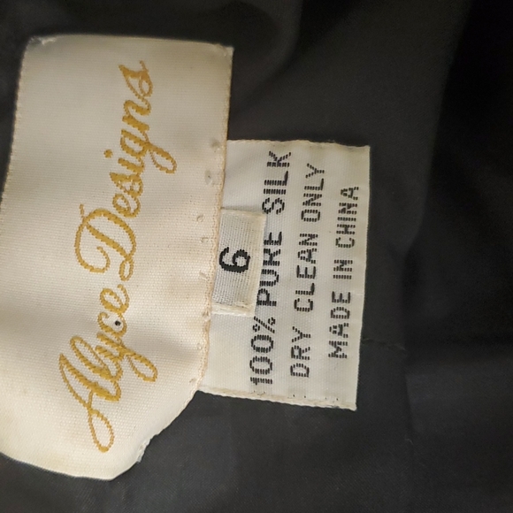 Alyce Designs Vintage Dress Formal Beaded Sequins Black Multicolor opened back 6 - Picture 12 of 12